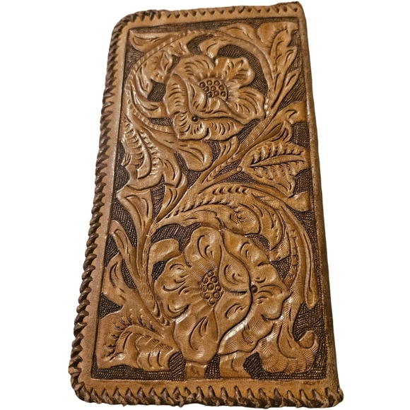 👛 Wallet Hand Tooled Brown Leather  with Rodeo Design - Picture 4 of 5